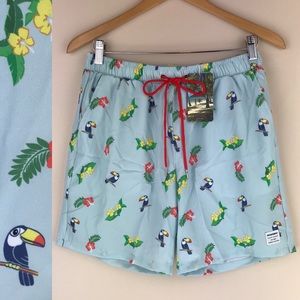 Mosmann Men's Toucan Floral Swim Shorts Lined NWT